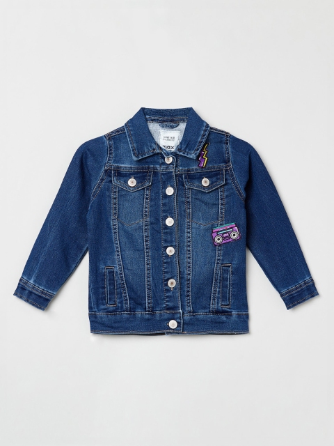 

max Girls Blue Washed Denim Jacket