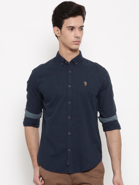 

U.S. Polo Assn. Denim Co. Men Navy Blue Solid Casual Shirt