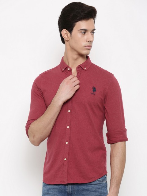 

U.S. Polo Assn. Men Rust Red Regular Fit Solid Casual Shirt