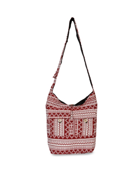 

gaura pakhi Maroon Geometric Printed Shopper Sling Bag