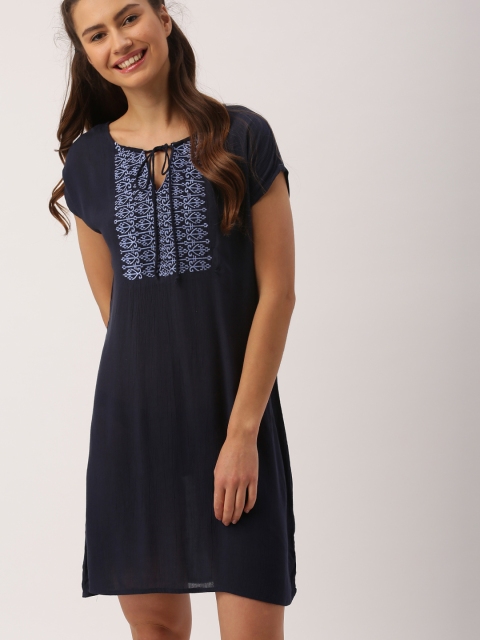 DressBerry Women Navy Blue Solid A-Line Dress available at myntra for Rs.359
