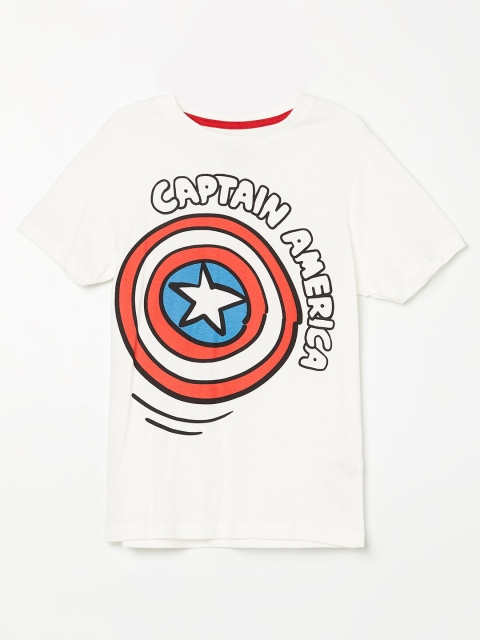 

Fame Forever by Lifestyle Boys White Captain America Printed T-shirt