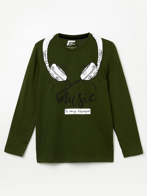

Fame Forever by Lifestyle Boys Olive Green Printed T-shirt