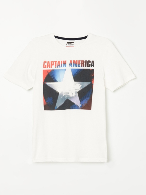 

Fame Forever by Lifestyle Boys White Captain America Printed T-shirt