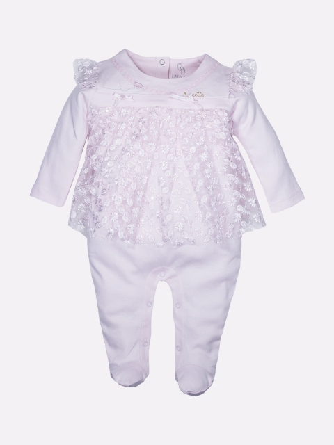 

BABY GO Kids Girls Pink Designer Full Sleeve Rompers