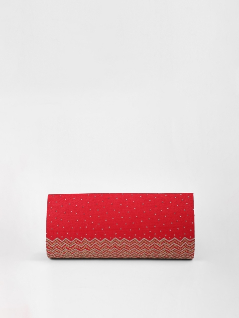 

Fabindia Red Embroidered Purse Clutch