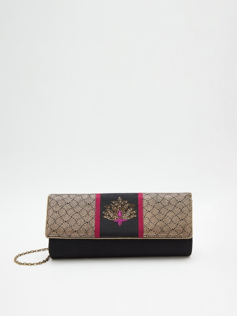 

Fabindia Black & Beige Embroidered Purse Clutch