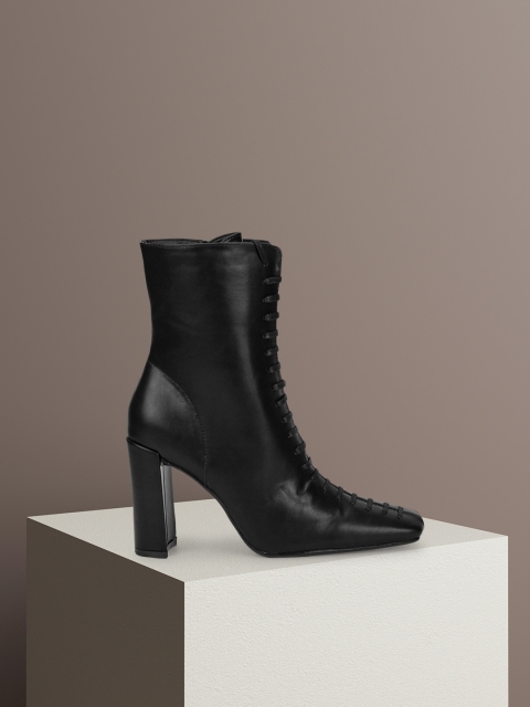 

Truffle Collection Black PU Block Heeled Boots