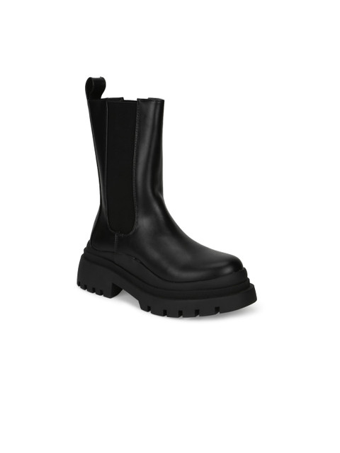 

Truffle Collection Black Solid High-Top Block Heeled Boots