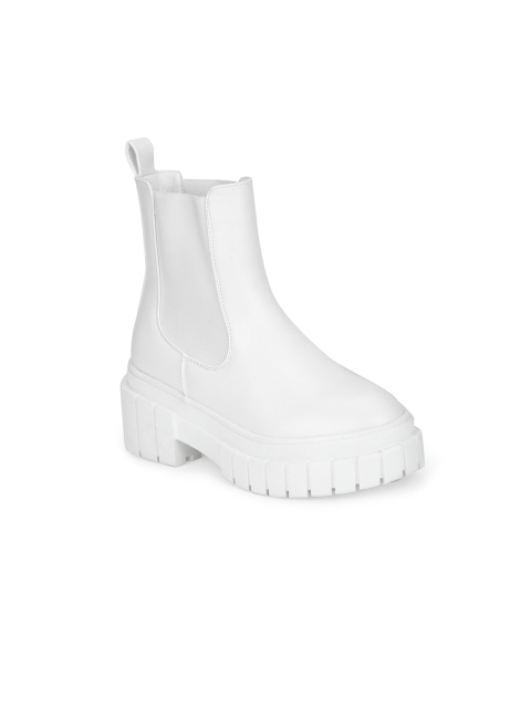 

Truffle Collection White Striped Platform Heeled Boots