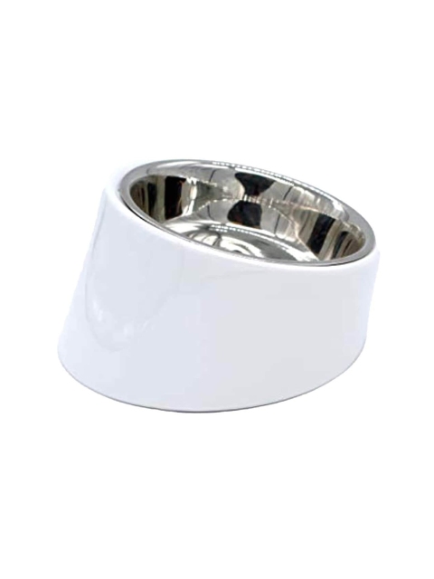 

Emily pets White & Silver-Toned Solid Melamine Bowl Feeder
