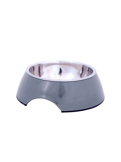 

Emily pets Grey & Silver-Toned Solid Dog Bowl Feeder