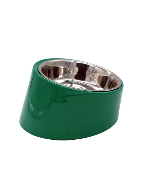 

Emily pets Green & Silver-Toned Solid Dog Bowl Feeder