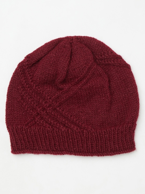 

Fabindia Women Maroon Self Design Beanie Cap