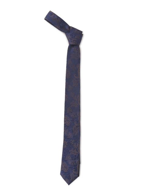 

Van Heusen Men Navy Blue Ethnic Motifs Woven Design Skinny Tie