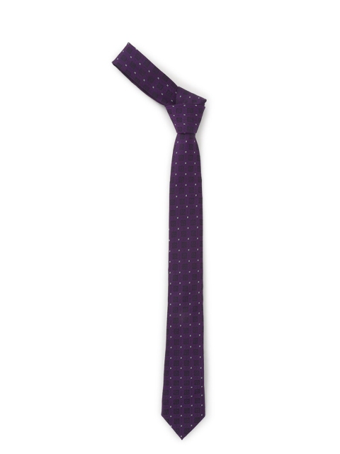 

Van Heusen Men Purple & White Woven Design Skinny Tie