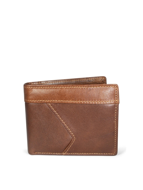 

BANGE Men Brown Cut Work Leather Two Fold Wallet