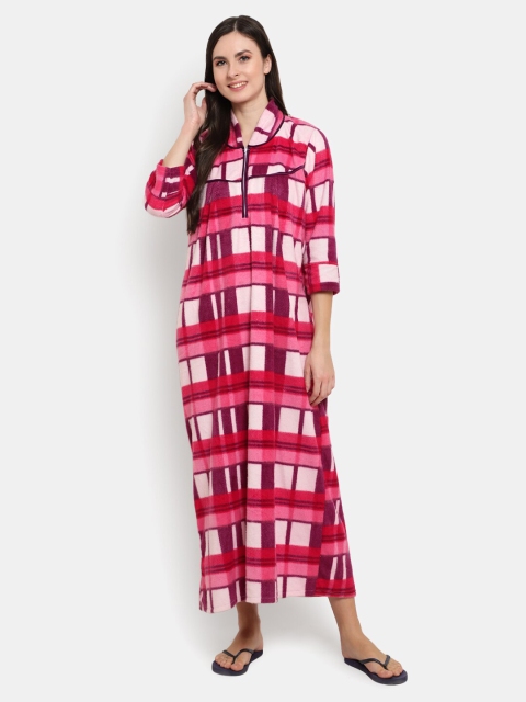 

CIERGE Pink Checked Maxi Nightdress