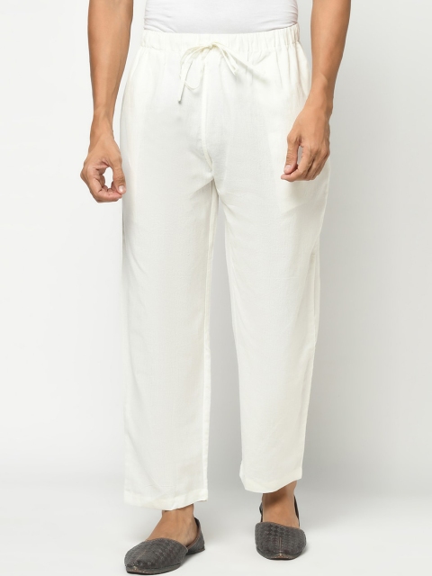 

Fabindia Men Off White Solid Cotton Pyjamas