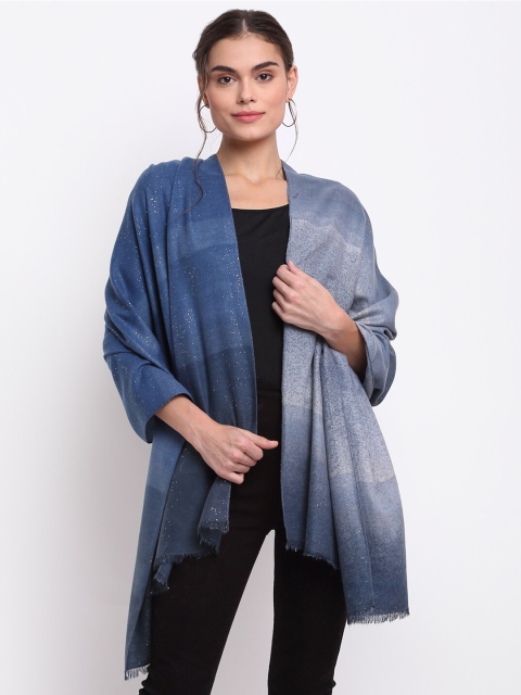 

LOOM LEGACY Women Blue & Off White Woven Design Stole