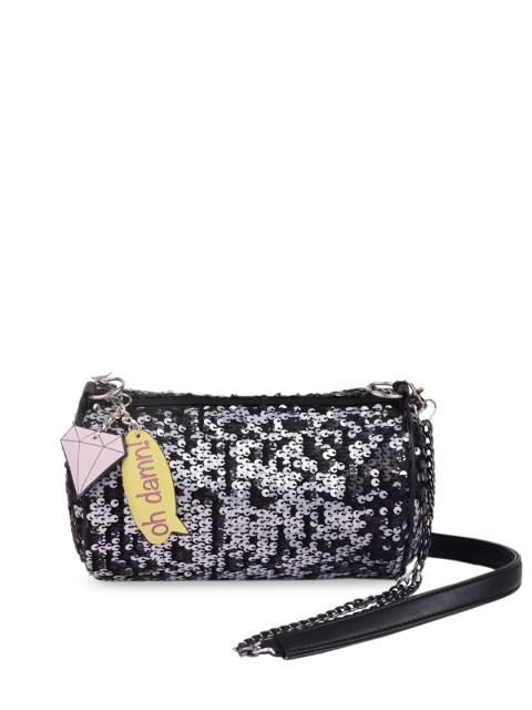 

Vdesi Black Colourblocked PU Bowling Sling Bag