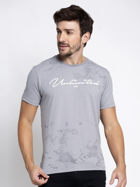 

VENITIAN Men Grey Typography Printed Slim Fit T-shirt