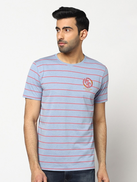 

VENITIAN Men Blue & Red Striped Slim Fit T-shirt