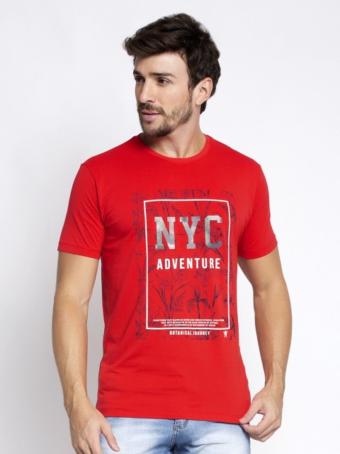 

VENITIAN Men Red Printed Slim Fit T-shirt