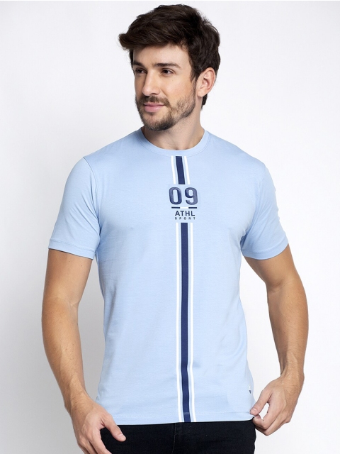 

VENITIAN Men Blue Printed Slim Fit T-shirt