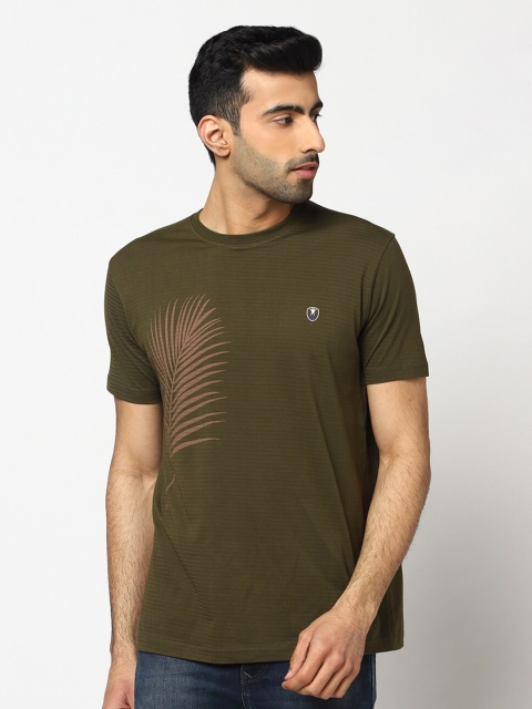 

VENITIAN Men Olive Green Floral Printed Tropical Slim Fit T-shirt