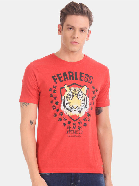 

Newport Men Red & Black Printed Round Neck T-shirt