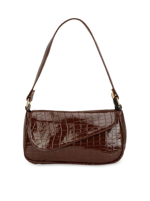 

ZEVORA Brown Textured PU Structured Hobo Bag