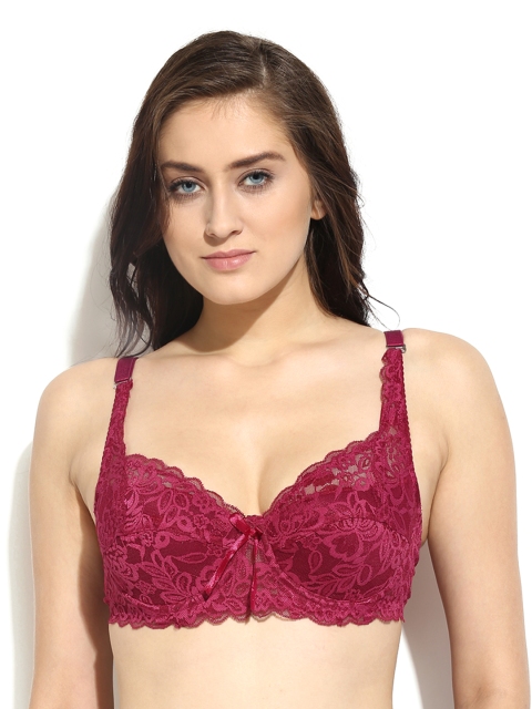 

Da Intimo Burgundy Medium-Coverage Lace Bra DI-582