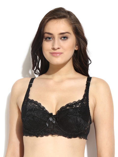 

Da Intimo Black Medium-Coverage Lace Bra DI-583