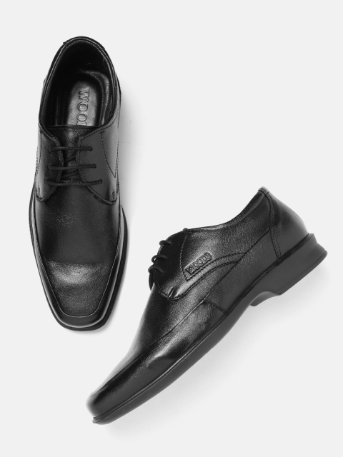 

Woods Men Black Leather Solid Formal Derbys