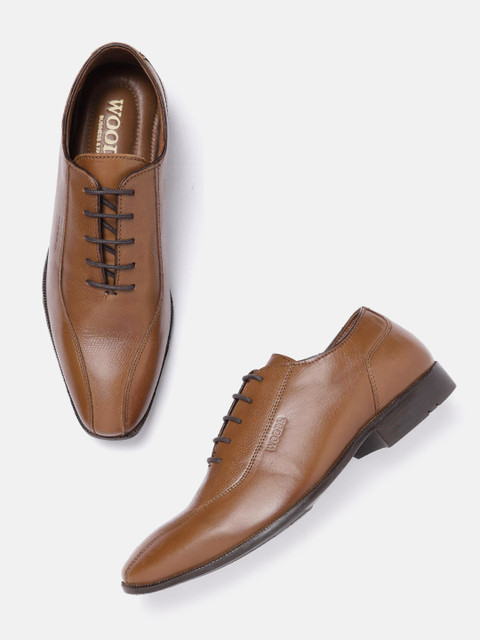 

Woods Men Tan Brown Leather Textured Formal Oxfords