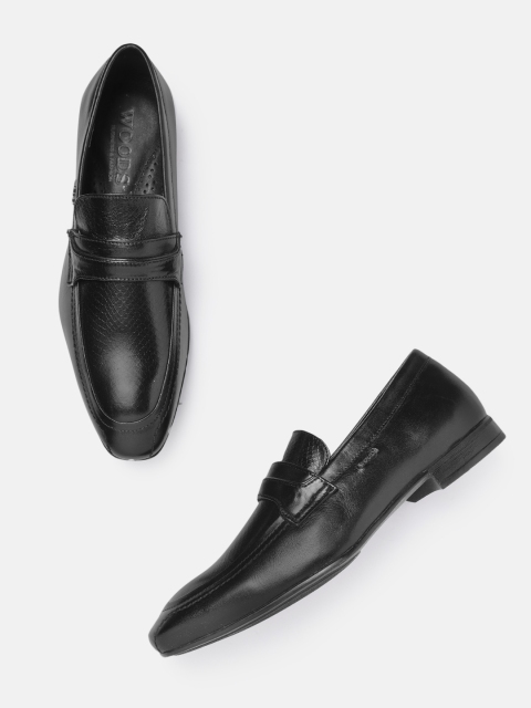 

Woods Men Black Leather Snakeskin Textured Formal Slip-Ons