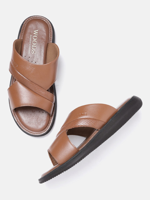 

Woods Men Tan Brown Solid Leather Comfort Sandals