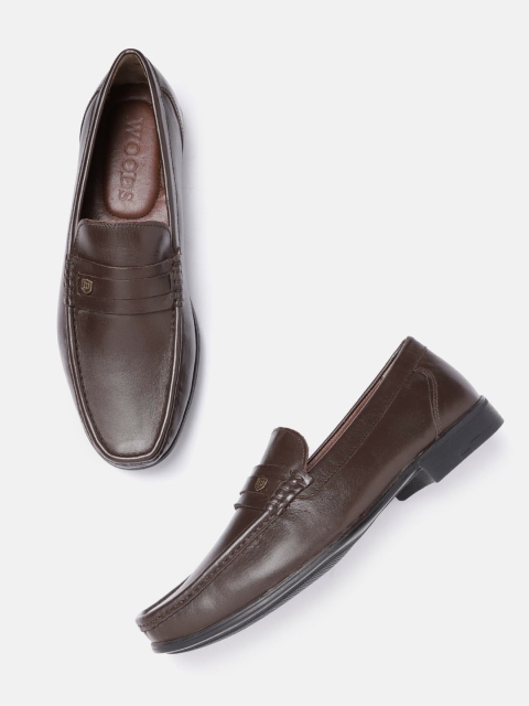 

Woods Men Coffee Brown Leather Solid Formal Slip-Ons