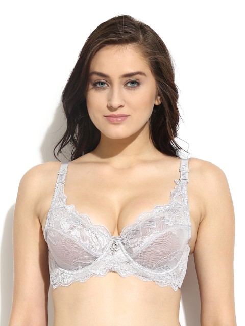 

Da Intimo Grey Medium-Coverage Lace Non-Padded Wired Everyday Bra DI-686