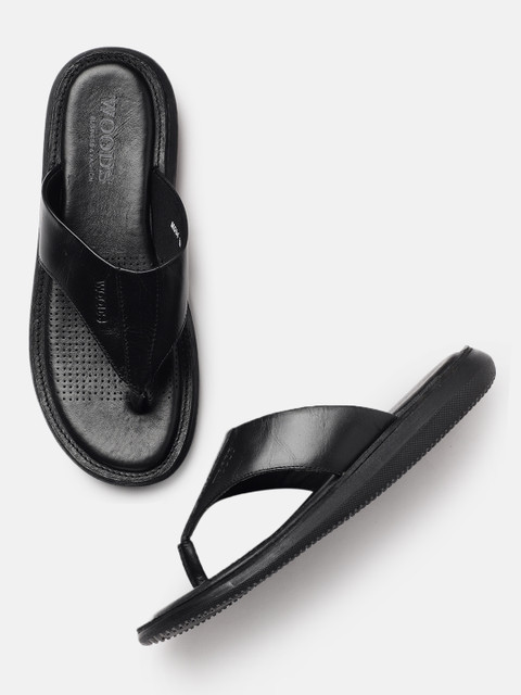 

Woods Men Black Leather Comfort Sandals