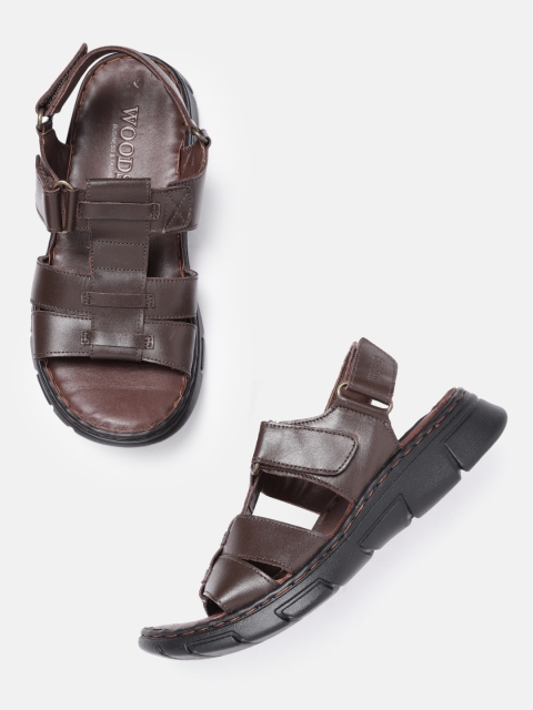 

Woods Men Coffee Brown Solid Leather Comfort Sandals