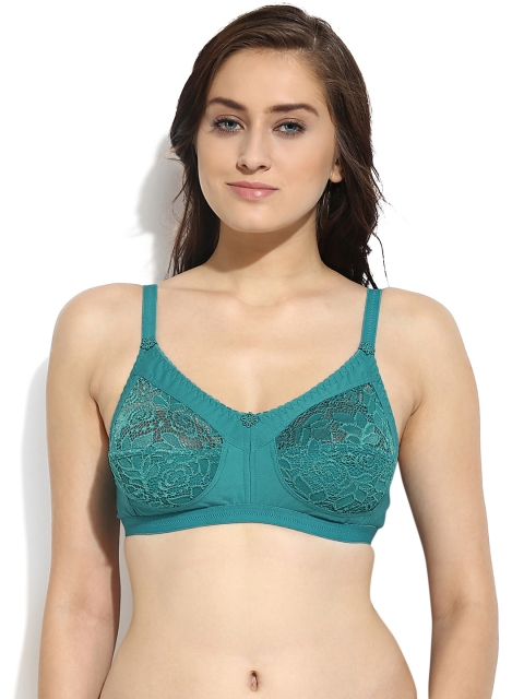 

Da Intimo Teal Green Medium-Coverage Lace Bra DI-714