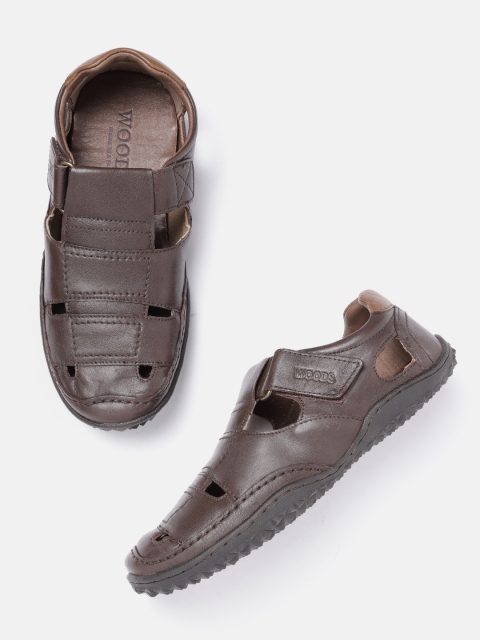 

Woods Men Coffee Brown Leather Solid Shoe-Style Sandals