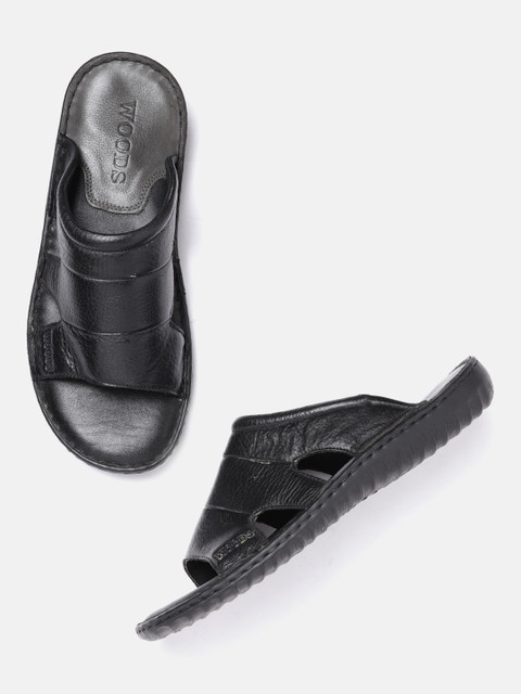 

Woods Men Black Leather Comfort Sandals