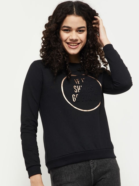 

max Women Black Printed Sweatshirt