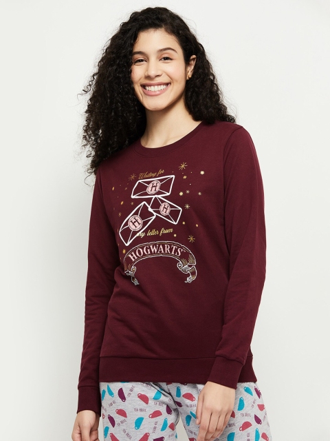 

max Women Maroon Printed Sweatshirt