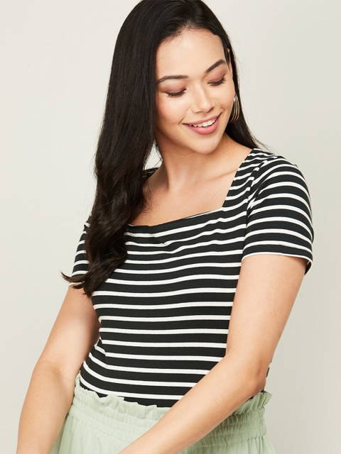 

Bossini Black & White Striped Regular Top