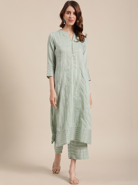 

Varanga Women Sea Green Regular Gotta Patti Kurta with Trousers