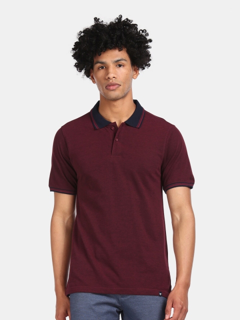 

Ruggers Men Burgundy Polo Collar T-shirt